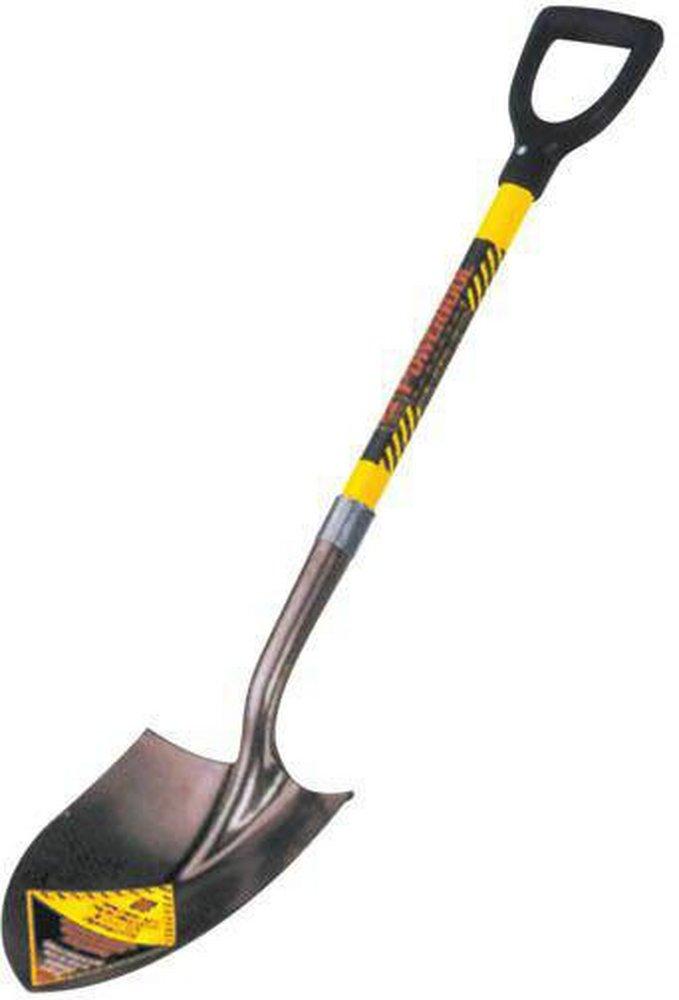 Seymour Midwest Yellow Round Point Shovel with Fiberglass D-Grip Handle 