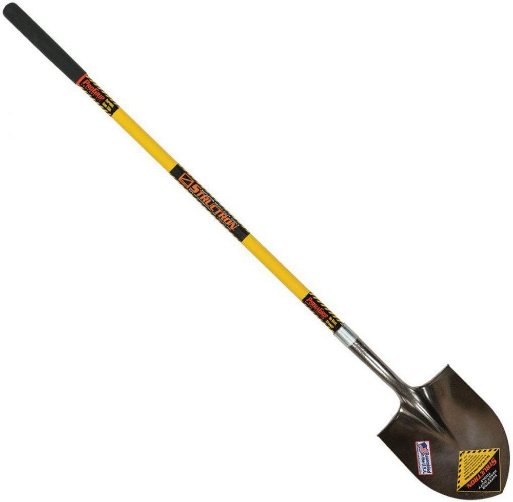 Seymour Midwest Yellow Round Point Shovel with Fiberglass Cushion Grip Handle 