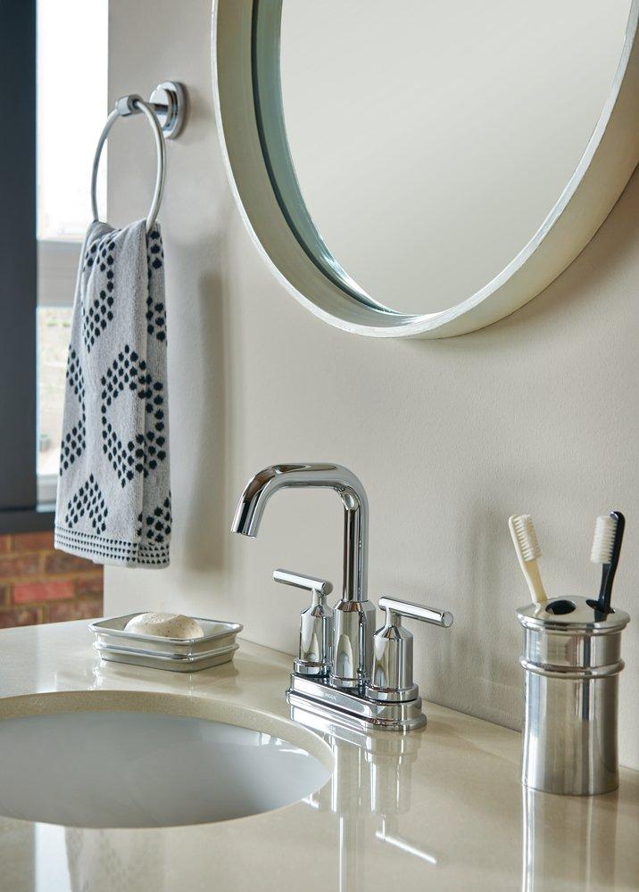 Moen Chrome Two Handle Centerset Bathroom Sink Faucet Lever Handle 