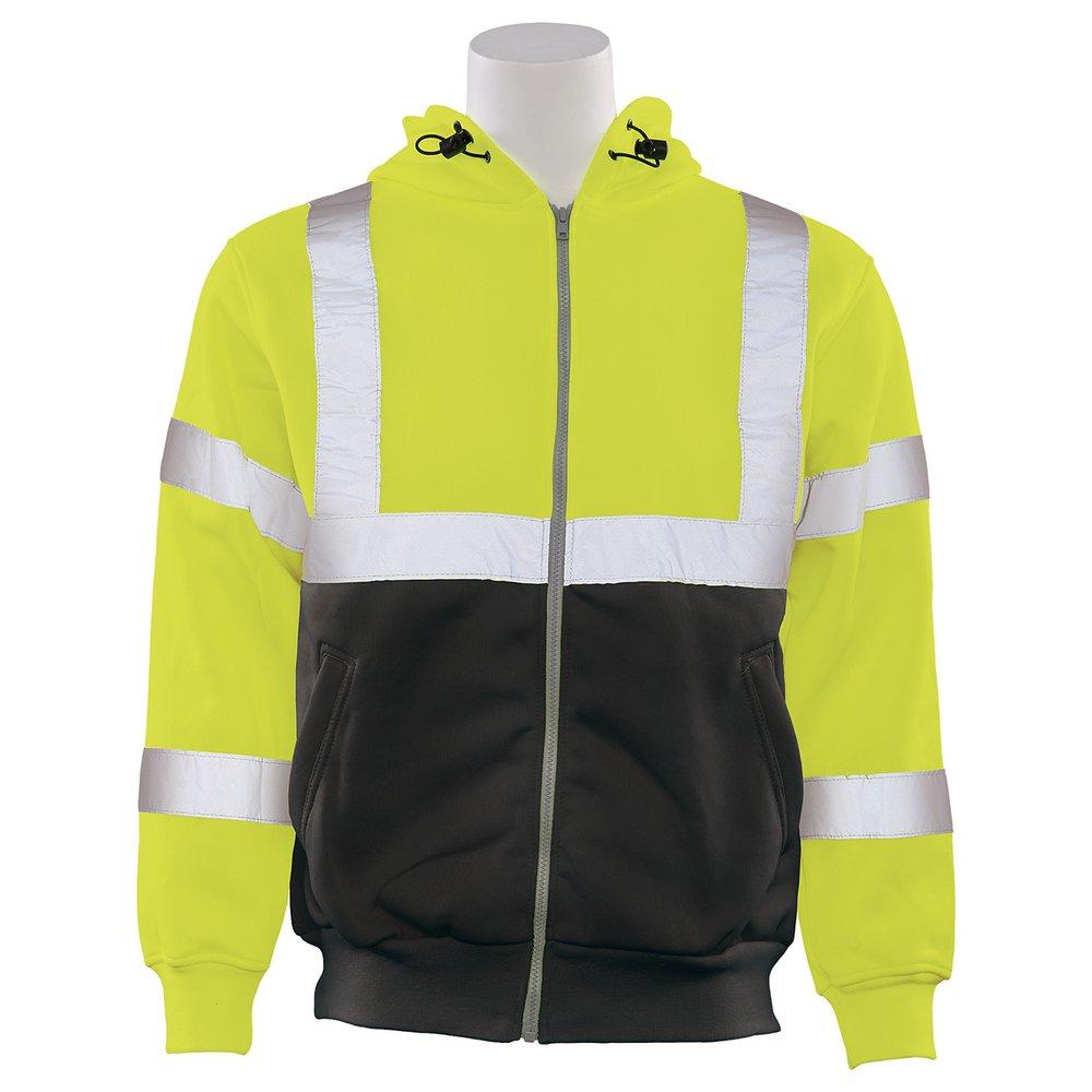 ERB Safety Hi-Viz Lime Polyester Class 3 Zip-FrontSweatshirt in Hi-viz Lime and Black 