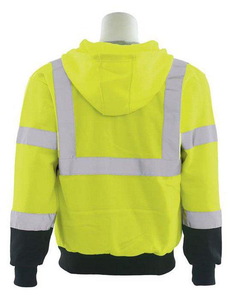 ERB Safety Hi-Viz Lime Polyester Class 3 Zip-FrontSweatshirt in Hi-viz Lime and Black 