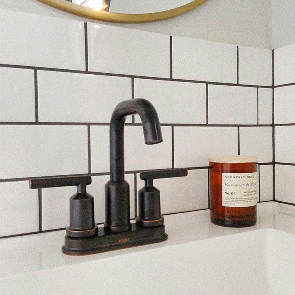 Moen Mediterranean Bronze Two Handle Centerset Bathroom Sink Faucet Lever Handle 