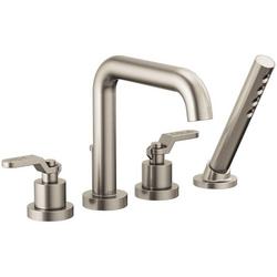 Two Handle Roman Tub Faucet with Hand Shower in Luxe Nickel (Trim Only) (Handles Sold Separately)