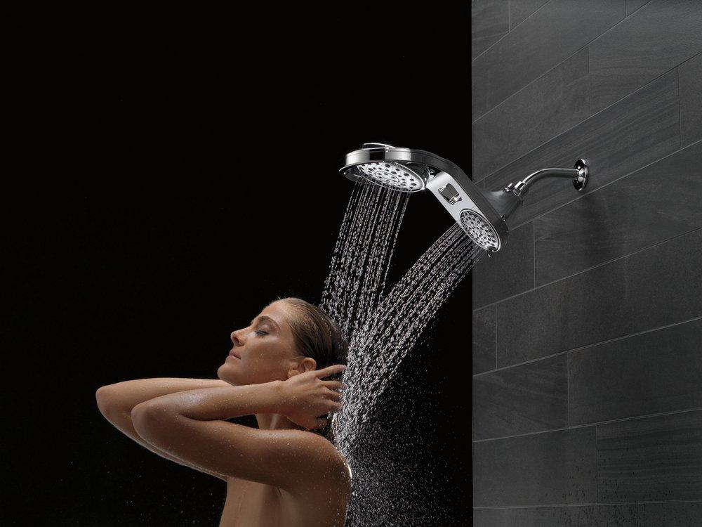Delta Faucet Chrome Multi Function Full Body, Full Spray w/ Massage, Massaging, Pause and Shampoo Rinsing Showerhead 