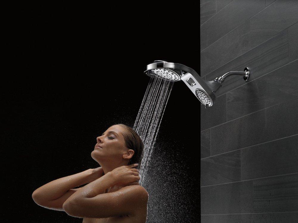 Delta Faucet Chrome Multi Function Full Body, Full Spray w/ Massage, Massaging, Pause and Shampoo Rinsing Showerhead 