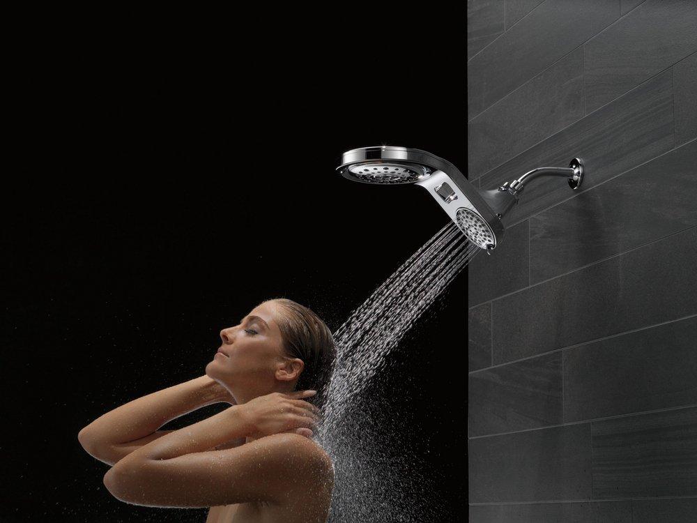 Delta Faucet Chrome Multi Function Full Body, Full Spray w/ Massage, Massaging, Pause and Shampoo Rinsing Showerhead 