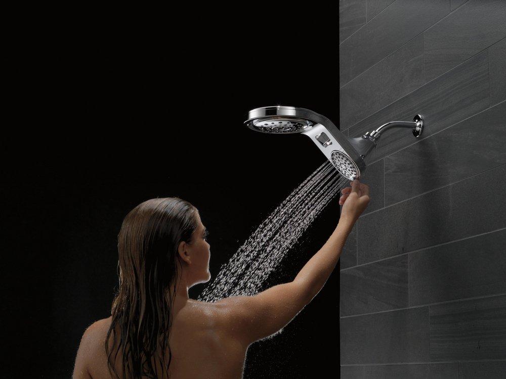 Delta Faucet Chrome Multi Function Full Body, Full Spray w/ Massage, Massaging, Pause and Shampoo Rinsing Showerhead 