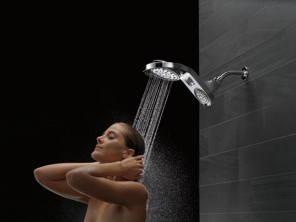 Delta Faucet Chrome Multi Function Full Body, Full Spray w/ Massage, Massaging, Pause and Shampoo Rinsing Showerhead 