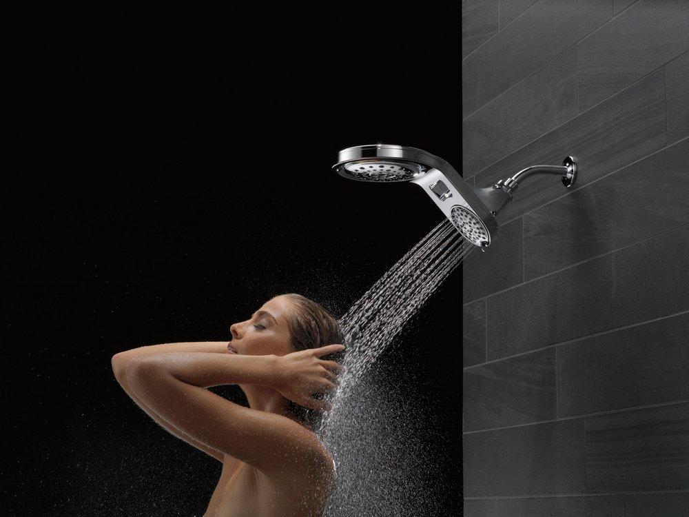 Delta Faucet Chrome Multi Function Full Body, Full Spray w/ Massage, Massaging, Pause and Shampoo Rinsing Showerhead 