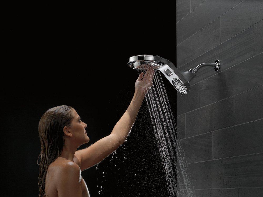 Delta Faucet Chrome Multi Function Full Body, Full Spray w/ Massage, Massaging, Pause and Shampoo Rinsing Showerhead 