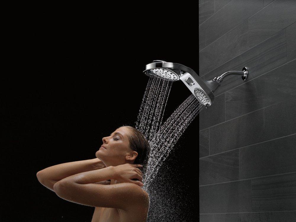 Delta Faucet Chrome Multi Function Full Body, Full Spray w/ Massage, Massaging, Pause and Shampoo Rinsing Showerhead 