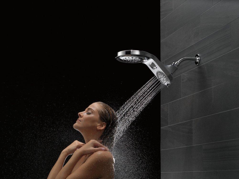 Delta Faucet Chrome Multi Function Full Body, Full Spray w/ Massage, Massaging, Pause and Shampoo Rinsing Showerhead 