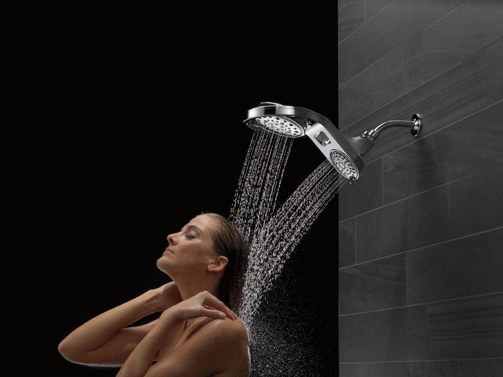 Delta Faucet Chrome Multi Function Full Body, Full Spray w/ Massage, Massaging, Pause and Shampoo Rinsing Showerhead 