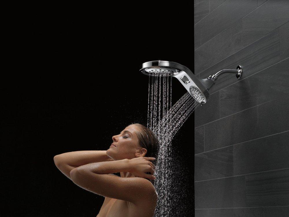 Delta Faucet Chrome Multi Function Full Body, Full Spray w/ Massage, Massaging, Pause and Shampoo Rinsing Showerhead 