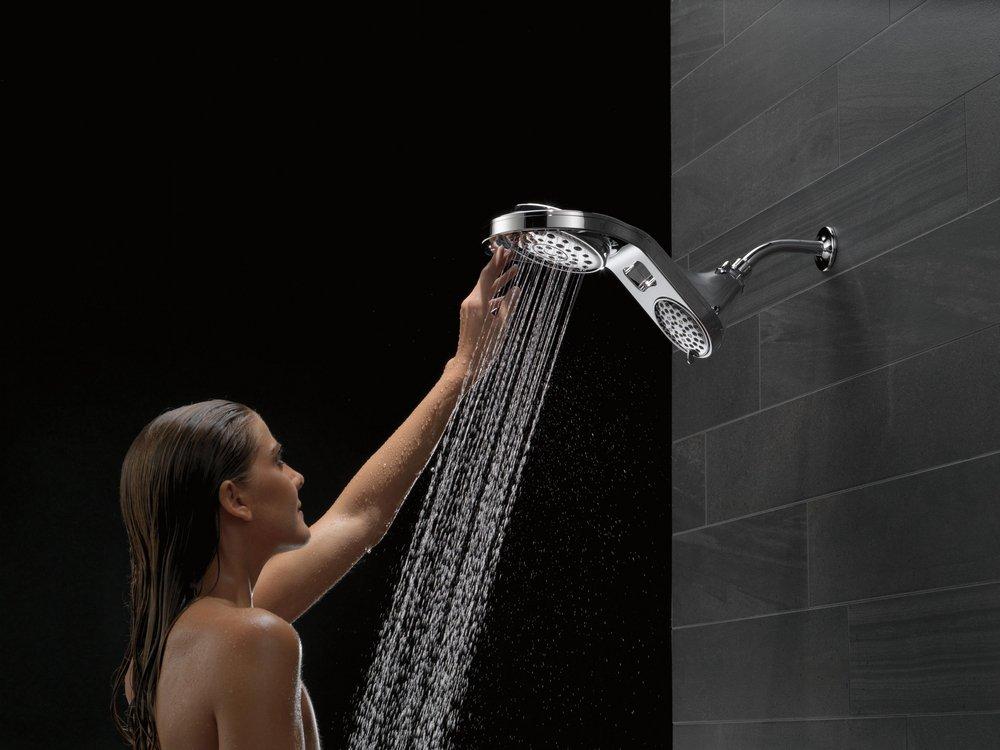 Delta Faucet Chrome Multi Function Full Body, Full Spray w/ Massage, Massaging, Pause and Shampoo Rinsing Showerhead 