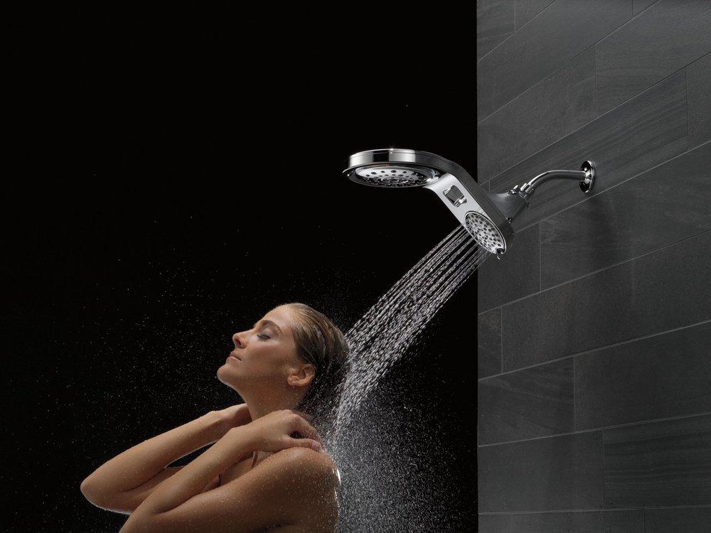 Delta Faucet Chrome Multi Function Full Body, Full Spray w/ Massage, Massaging, Pause and Shampoo Rinsing Showerhead 
