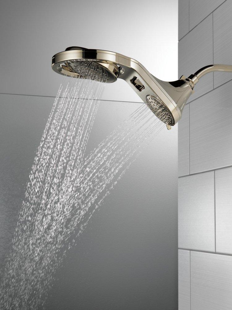 Delta Faucet Brilliance Polished Nickel Multi Function Full Body, Full Spray w/ Massage, Massaging, Pause and Shampoo Rinsing Showerhead 