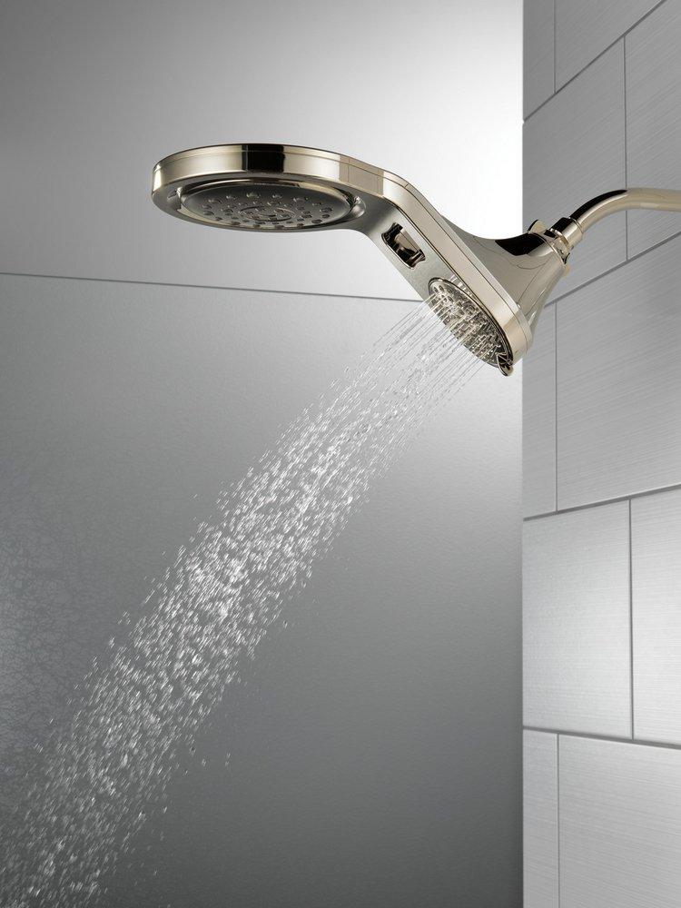 Delta Faucet Brilliance Polished Nickel Multi Function Full Body, Full Spray w/ Massage, Massaging, Pause and Shampoo Rinsing Showerhead 