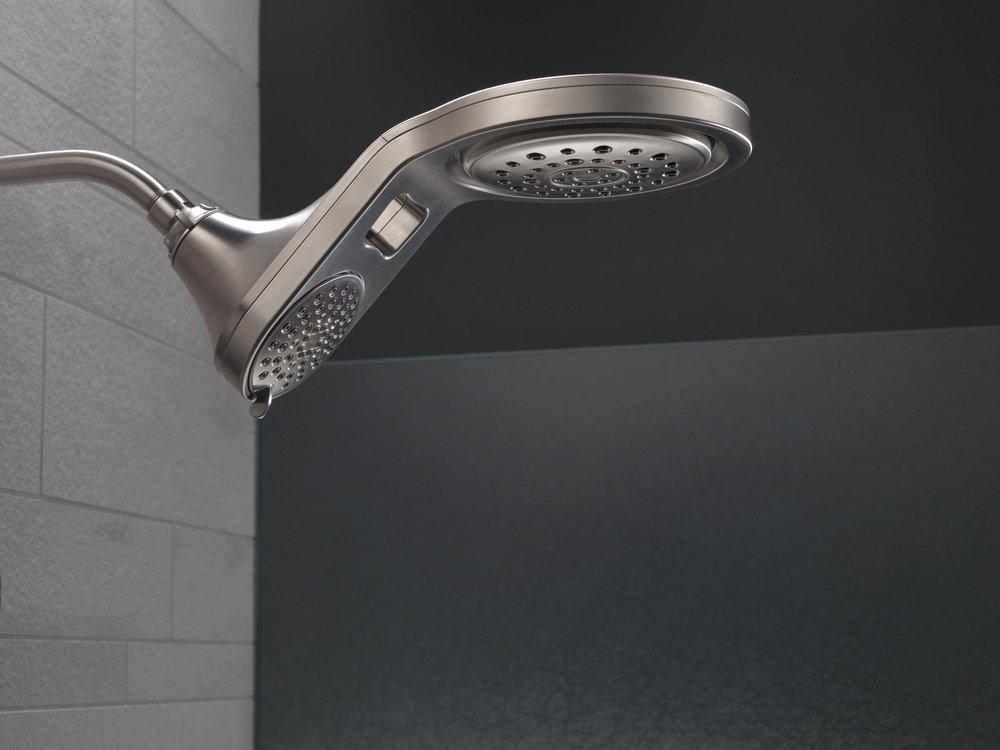 Delta Faucet Brilliance Stainless Multi Function Full Body, Full Spray w/ Massage, Massaging, Pause and Shampoo Rinsing Showerhead 