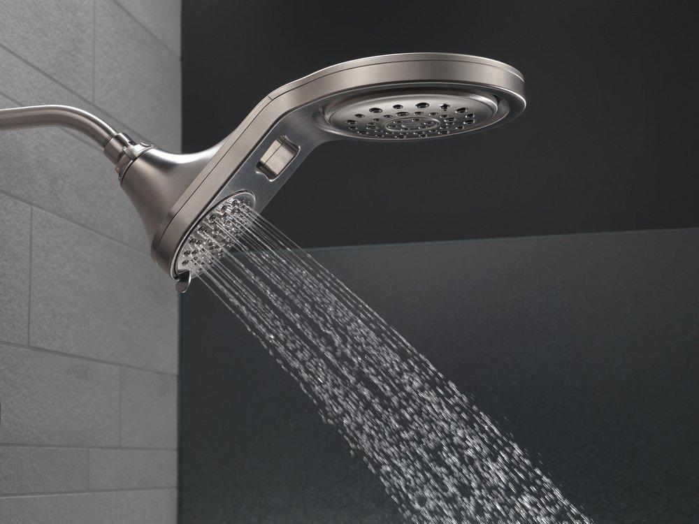 Delta Faucet Brilliance Stainless Multi Function Full Body, Full Spray w/ Massage, Massaging, Pause and Shampoo Rinsing Showerhead 