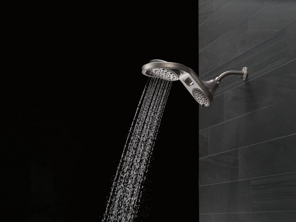 Delta Faucet Brilliance Stainless Multi Function Full Body, Full Spray w/ Massage, Massaging, Pause and Shampoo Rinsing Showerhead 
