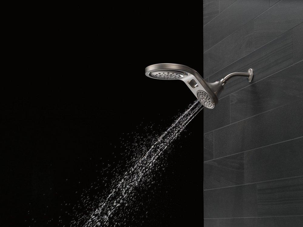 Delta Faucet Brilliance Stainless Multi Function Full Body, Full Spray w/ Massage, Massaging, Pause and Shampoo Rinsing Showerhead 