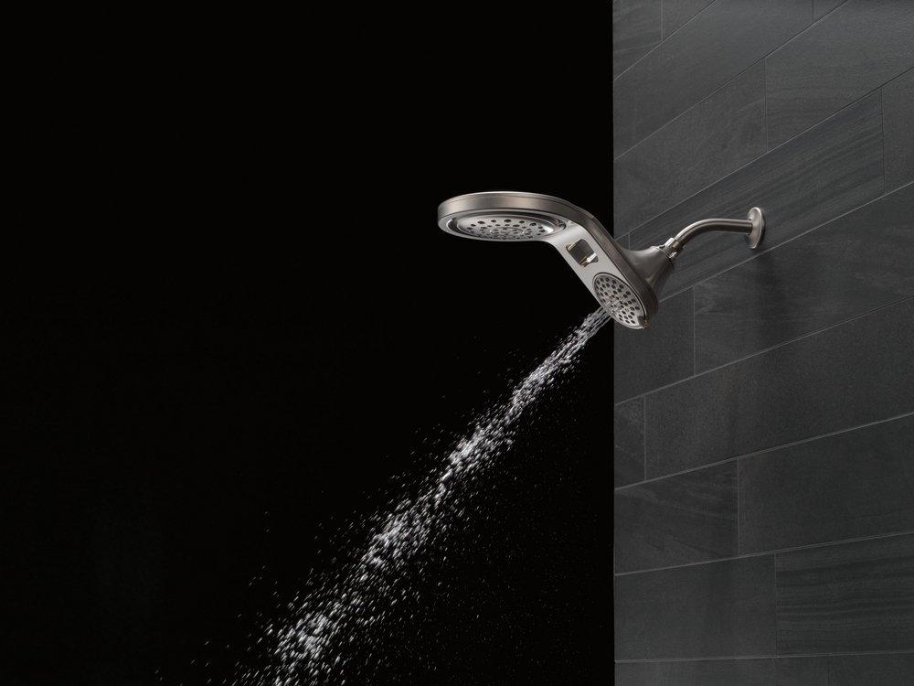 Delta Faucet Brilliance Stainless Multi Function Full Body, Full Spray w/ Massage, Massaging, Pause and Shampoo Rinsing Showerhead 