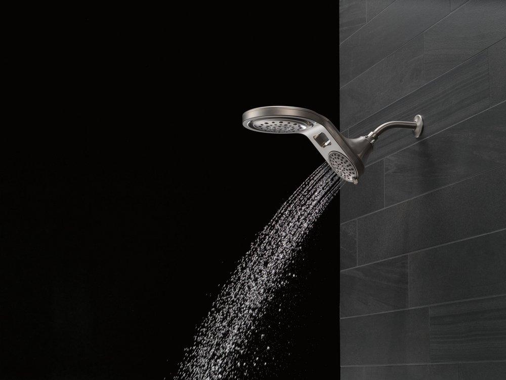 Delta Faucet Brilliance Stainless Multi Function Full Body, Full Spray w/ Massage, Massaging, Pause and Shampoo Rinsing Showerhead 