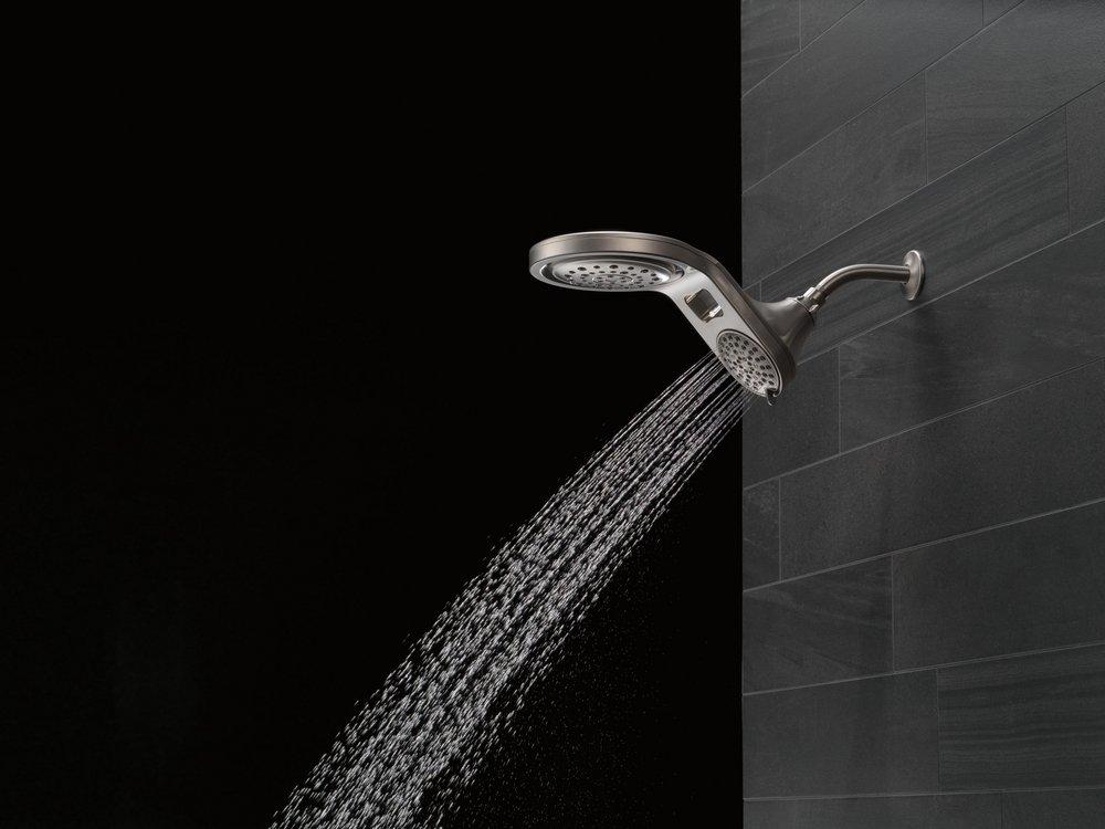 Delta Faucet Brilliance Stainless Multi Function Full Body, Full Spray w/ Massage, Massaging, Pause and Shampoo Rinsing Showerhead 