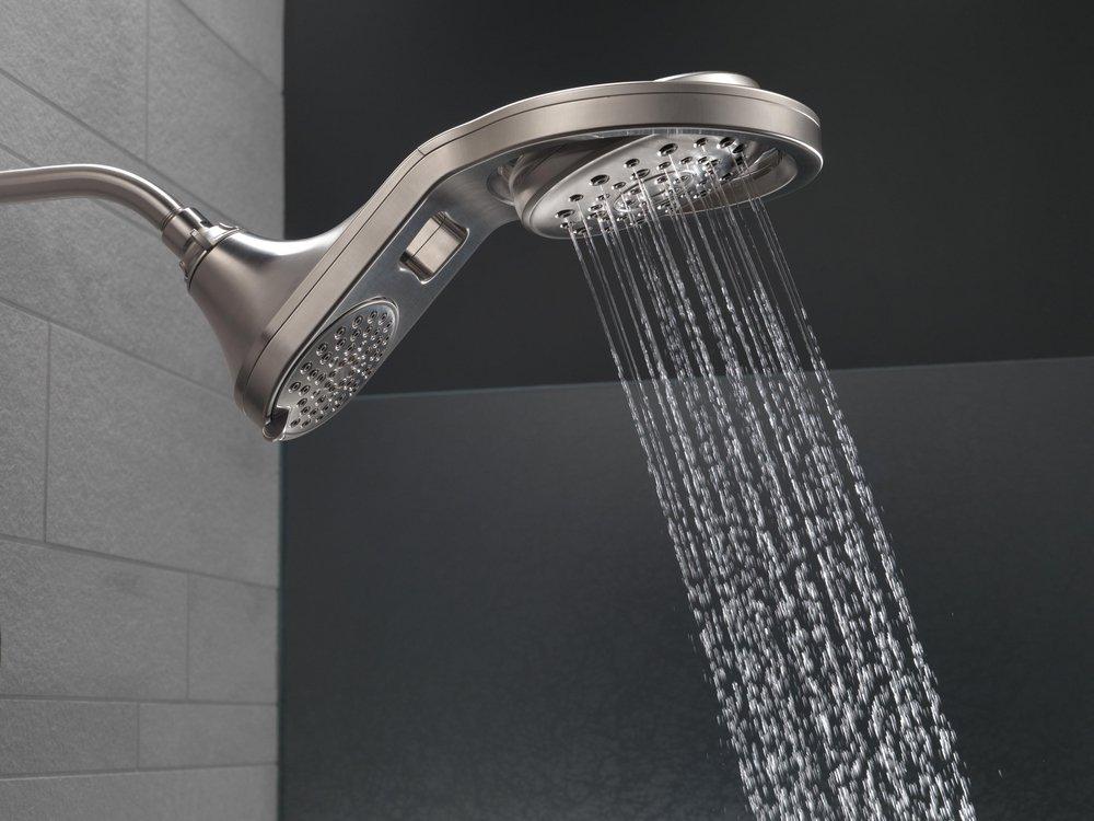 Delta Faucet Brilliance Stainless Multi Function Full Body, Full Spray w/ Massage, Massaging, Pause and Shampoo Rinsing Showerhead 