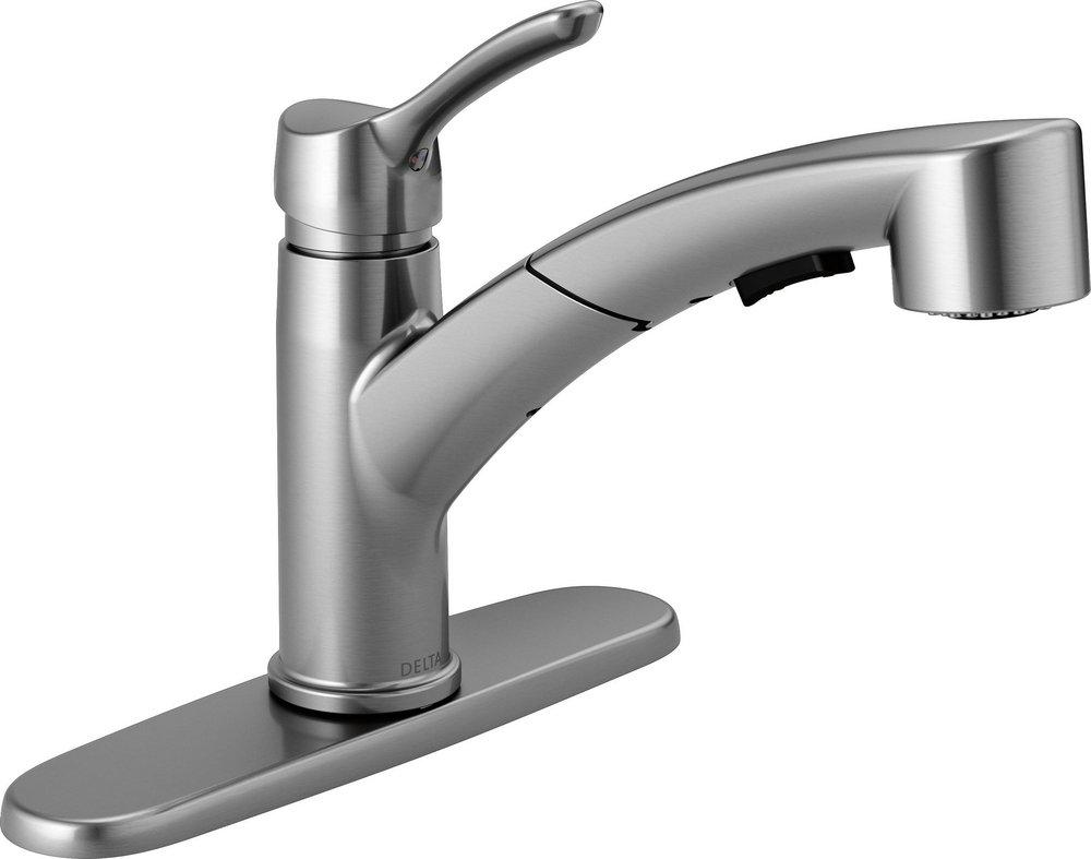Delta Faucet Arctic Stainless Single Handle Pull Out Kitchen Faucet 
