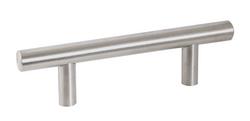 Pack of (5) - 3-3/4 in. Center to Center Hollow Round Bar Cabinet Handle / Drawer Pull in Satin Nickel