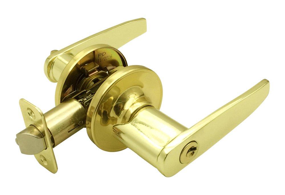 Design House Polished Brass Keyed Entry Door Lever 