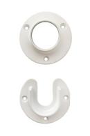 Closet Pole Socket in Semi Gloss White and White Metal 2 Pack