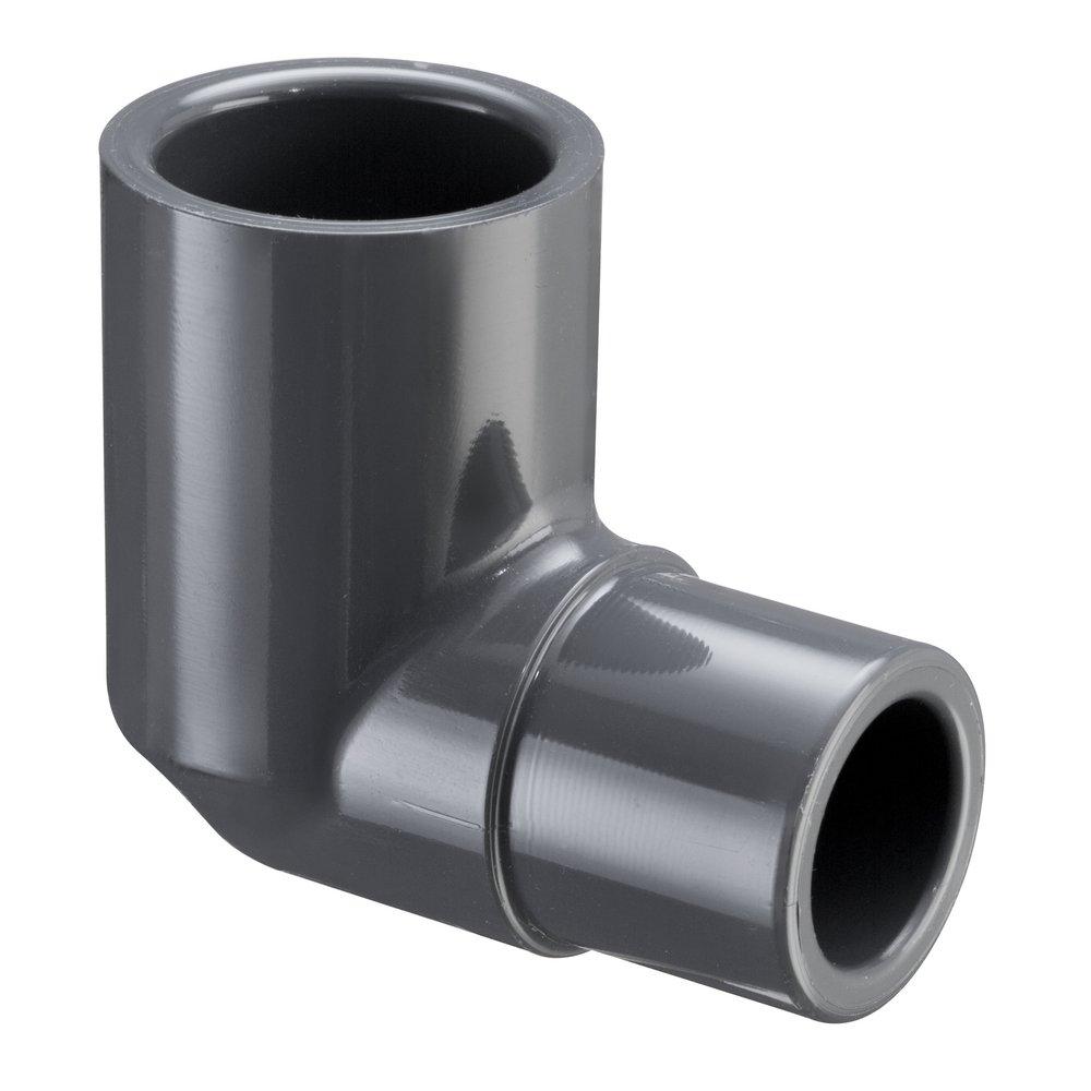 Grey Spigot x Socket Straight Schedule 80 PVC 90 Degree Elbow 