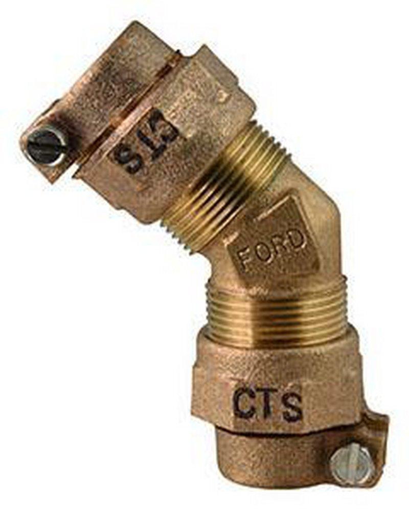 Ford Meter Box CTS Brass 45&deg; Bend Coupling 