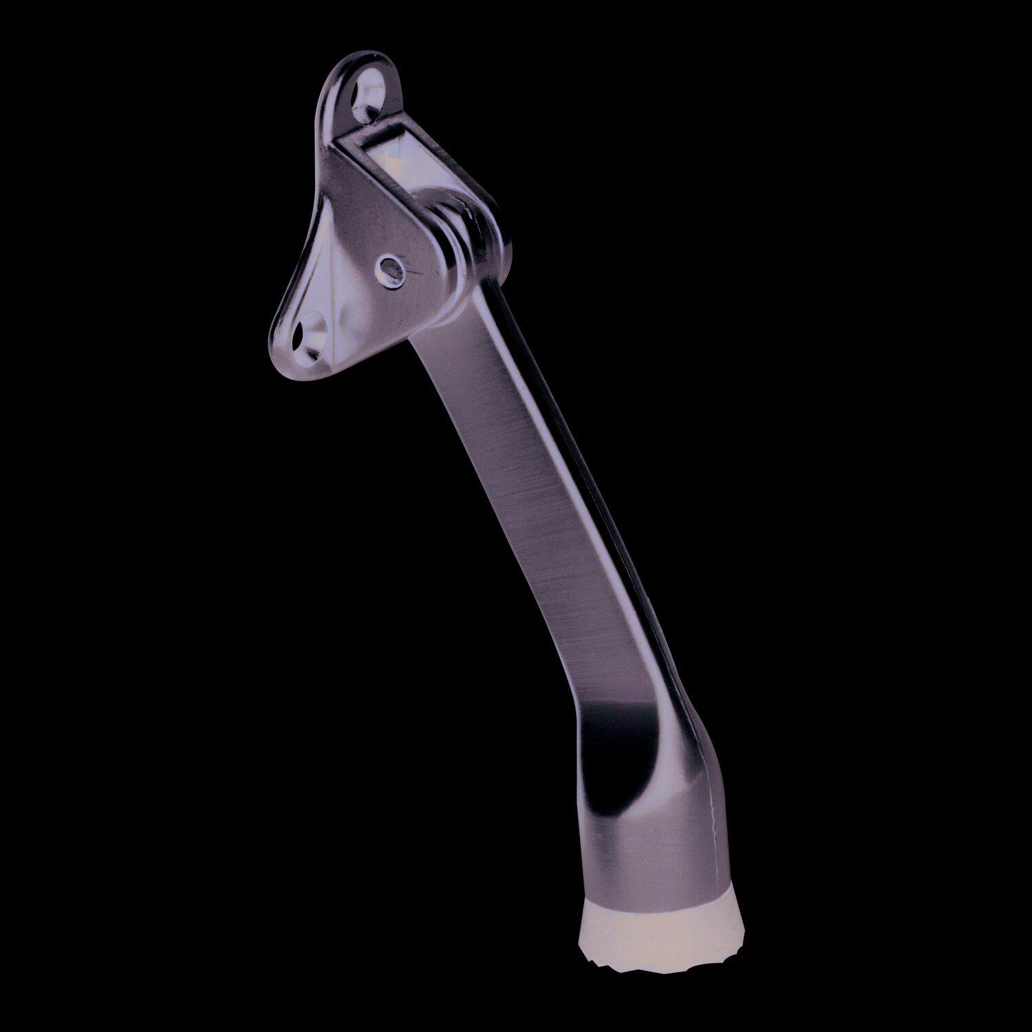 Prime-Line Satin Nickel 4 in. Zinc Die Cast Rubber Kickdown Door Stop 