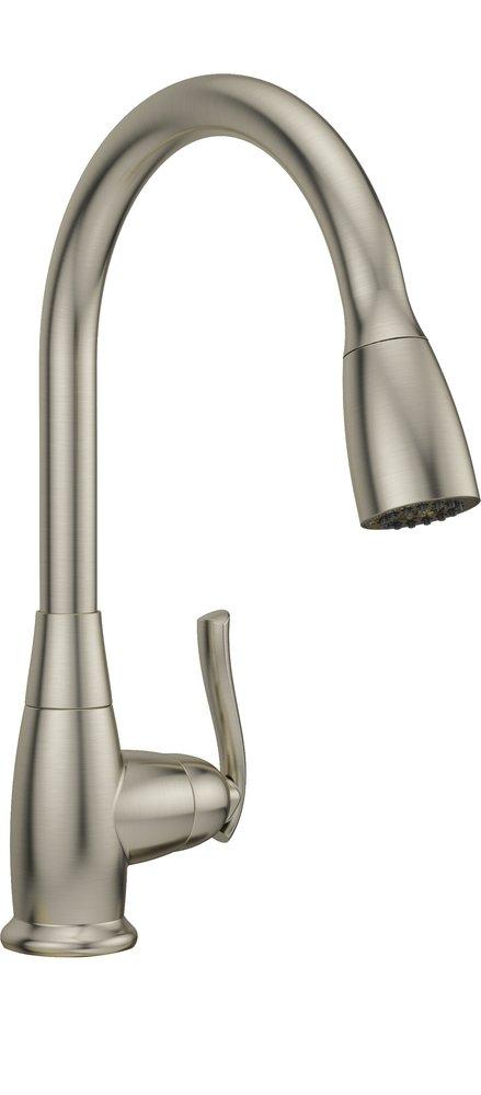 PROFLO&reg; Brushed Nickel Single Handle Pull Down Kitchen Faucet with Two-Function Spray 