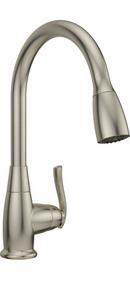 Single Handle Pull Down Kitchen Faucet with Two-Function Spray in Brushed Nickel