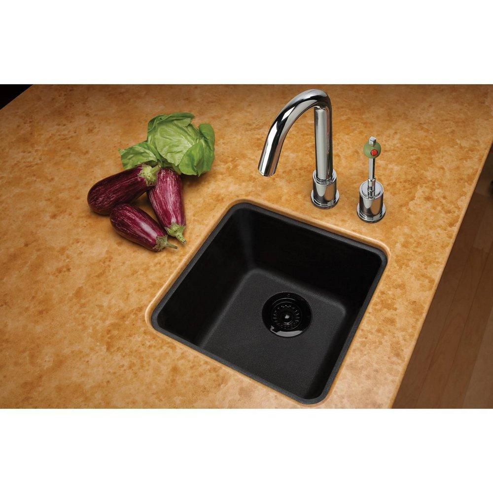 Elkay Black 15-3/4 x 15-3/4 in. Dual Mount Quartz Bar Sink 