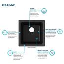 Elkay Black 15-3/4 x 15-3/4 in. Dual Mount Quartz Bar Sink 