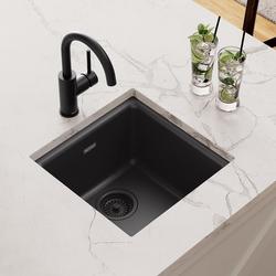 15-3/4 x 15-3/4 in. Dual Mount Quartz Bar Sink in Black