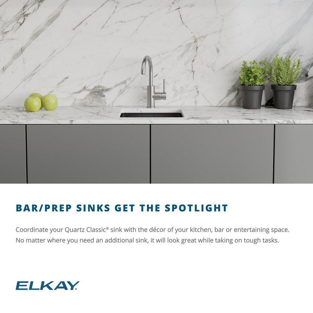 Elkay White 15-3/4 x 15-3/4 in. Drop-in and Undermount Quartz Bar Sink 