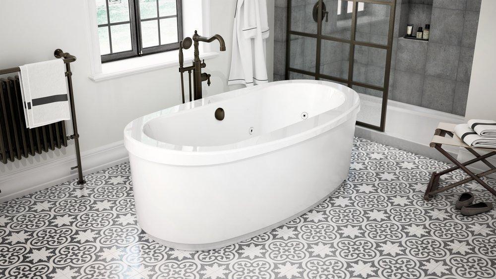 JACUZZI&reg; White/Polished Chrome 65-1/2 x 35-5/8 in. Freestanding Bathtub 
