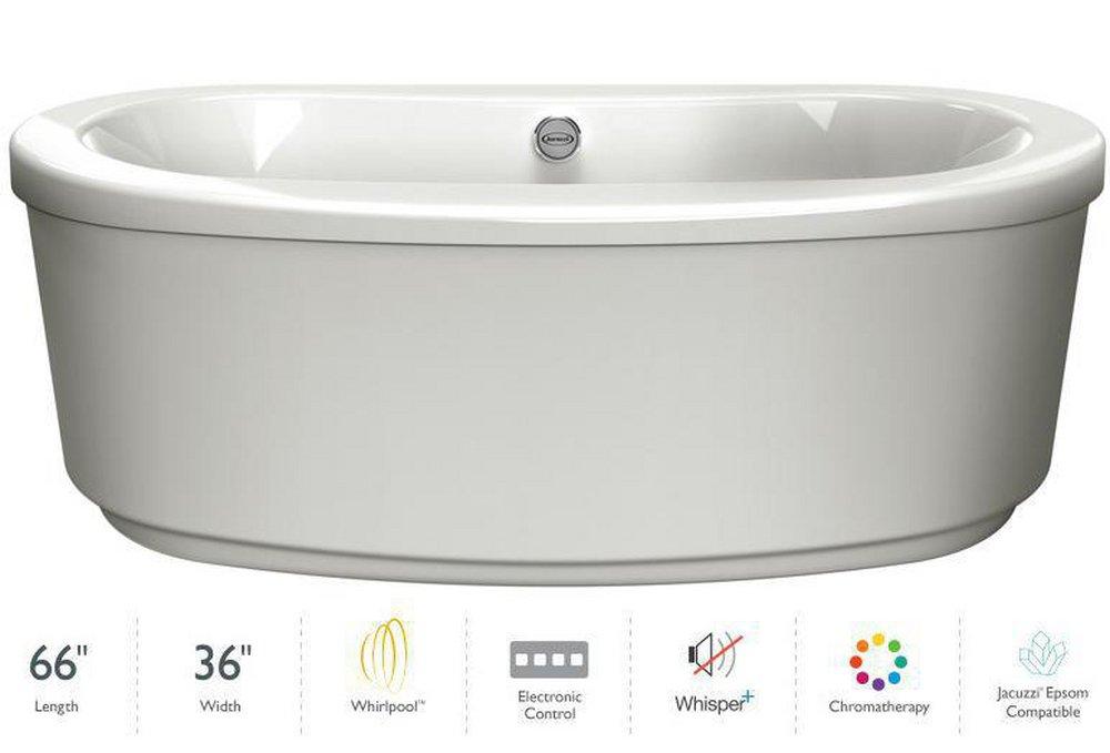 JACUZZI&reg; White/Polished Chrome 65-1/2 x 35-5/8 in. Freestanding Bathtub 