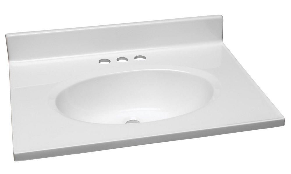 Design House Solid White 25 in x 19 in Single Bowl Cultured Marble Vanity Top 