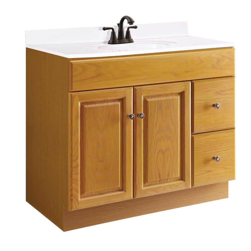 Design House Honey Oak 31-1/2 x 36 x 21 in. Vanity Base Cabinet 