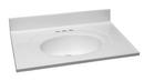 31 in x 22 in Single Bowl Cultured Marble Vanity Top in Solid White