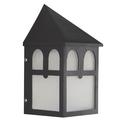 1-Light 60W Exterior Wall Sconce with White Acrylic Glass in Black