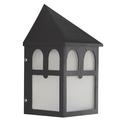 Liteco Black 1-Light 60W Exterior Wall Sconce with White Acrylic Glass 